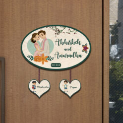 Customizable Couple with Two Kids Name plate
