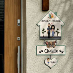 Hut Style Cat and kid Wooden Name plate | Personalized